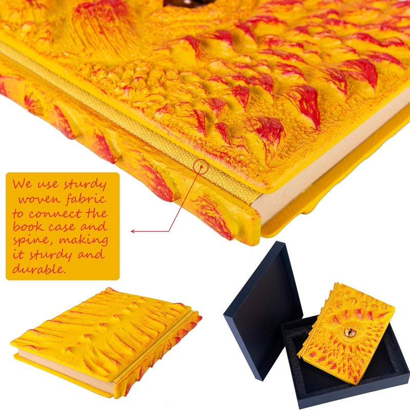 LZlightactor 3D Dragon Eye Embossed Journal,Resin Engraving Notebook,Dnd notebook for Dragon Lovers ，Blank Paper,Hardcover Travel Notepad for Writing,Sketchbook,Collection,Gift,Decoration A4 and A5 Size (A5-Yellow) - Image 5